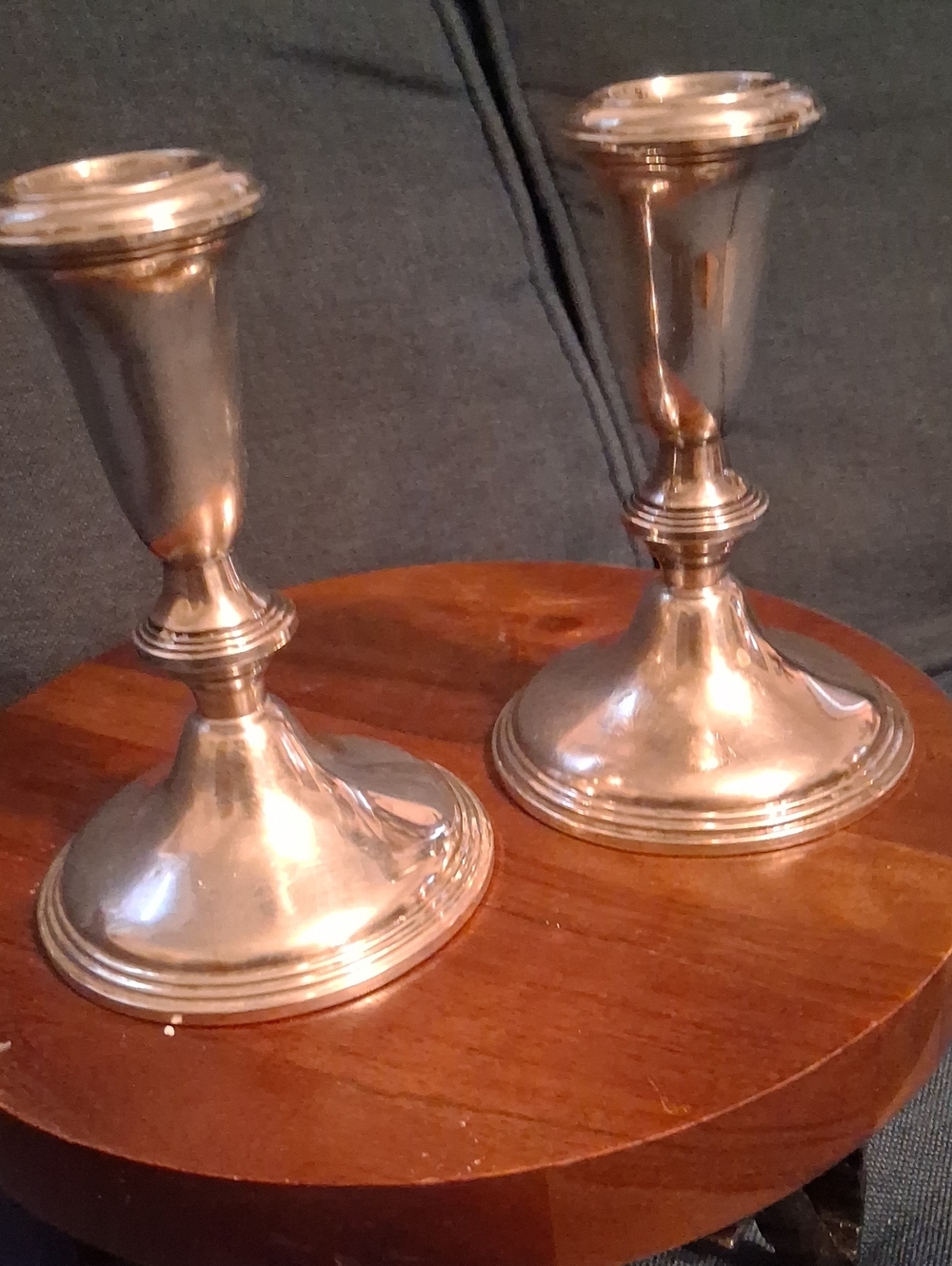 Beautiful Pair of Sterling Silver Candlestick Holders 5" ( Weighted )